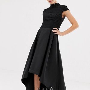 Black high low evening dress